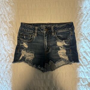 American Eagle Outfitters Women's Distressed Blue Denim Shorts
